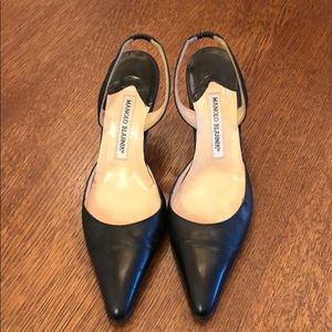 Authentic Manolo Blahnik black leather shoes